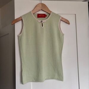 VINTAGE 100% Cashmere Spring Green Sleeveless Vest S EUC